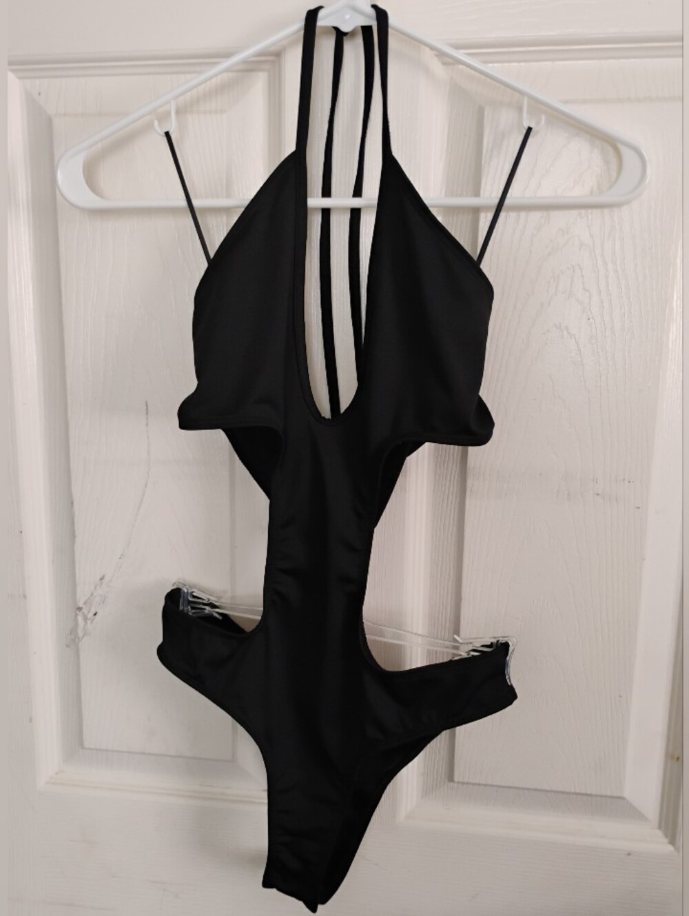 Edikted Cutout Black Bodysuit Size Small Halter & Snap Bottom NWT